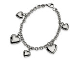 Stainless Steel Polished Hearts Bracelet 8 inches